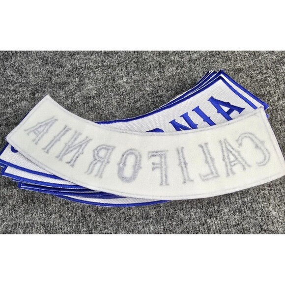 (25)California Top Rocker Biker Sew on Iron on Embroidered Patch Blue White lot - Picture 5 of 5